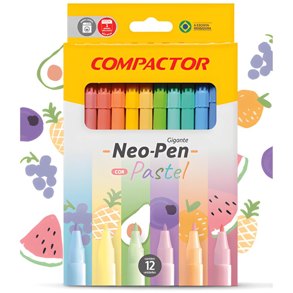Hidrografica Neo-Pen Gigante Com 12 Cores Pastéis Compactor