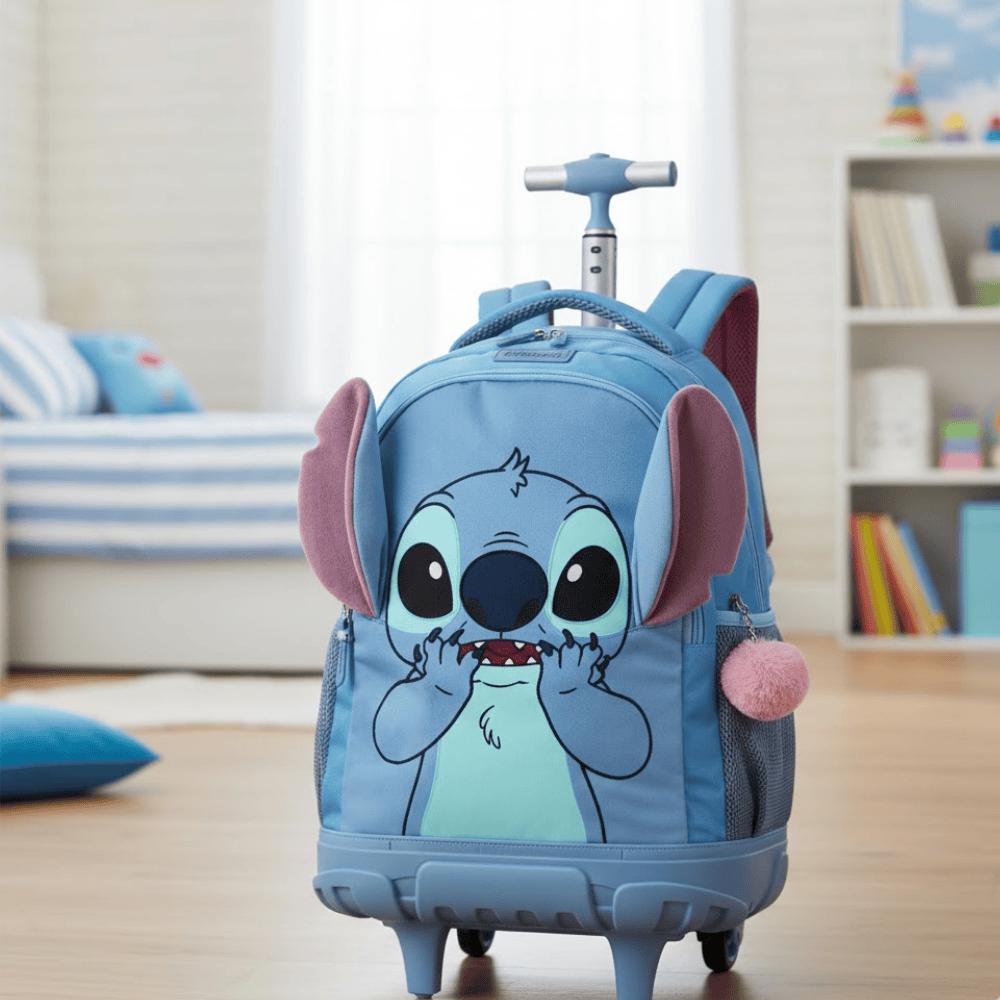 Mochila Stitch Azul  C/Rodinhas