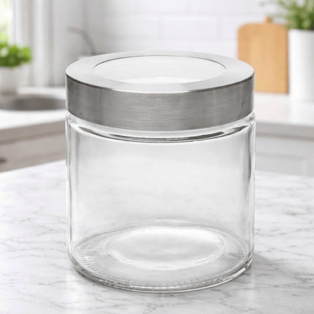 Pote C/Tampa Prata C/Visor Acrílico 880Ml