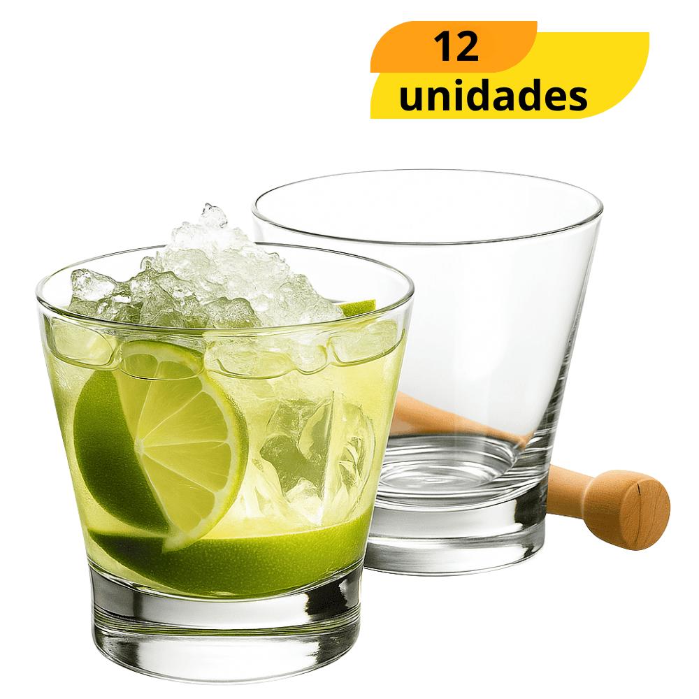 Copo Caipirinha Drinks 350Ml Whisky Vidro Suco - Cx 12 Unidades