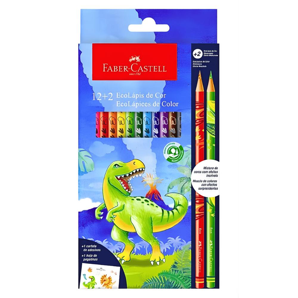 Ecolápis De Cor 12+2 Coleção Dinossauro Faber Castell