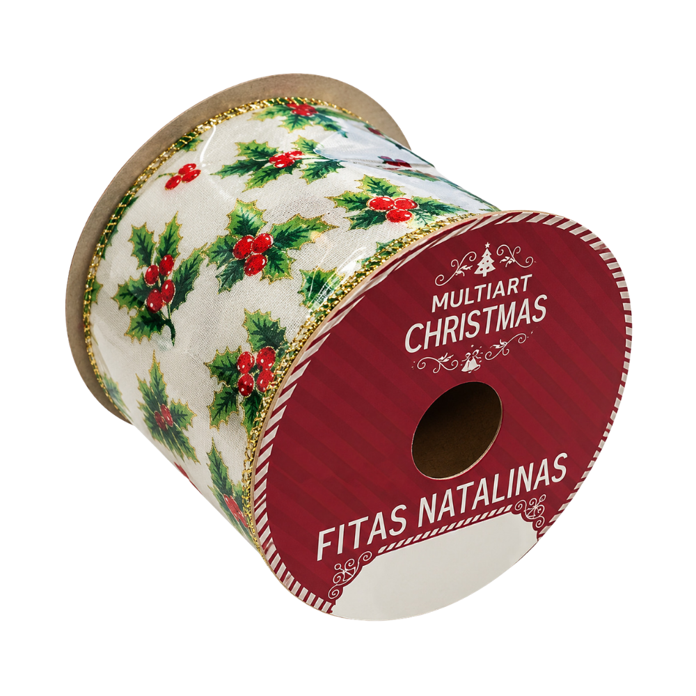 Fita Decorativa de Natal 6,3cm x 2,7m Multiart