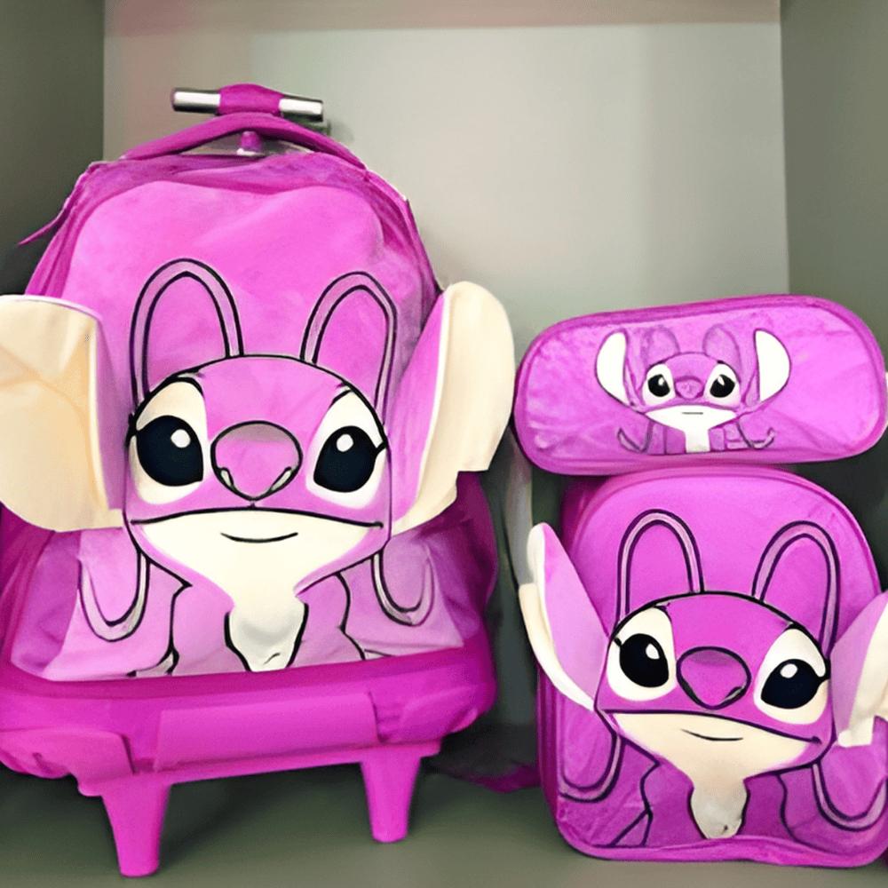 Kit Mochila/Lancheira/Estojo Stitch Roxo
