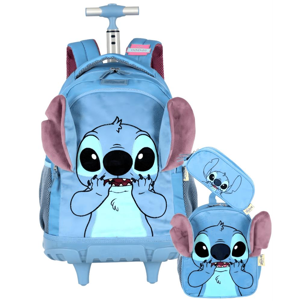Kit Mochila/Lancheira/Estojo Stitch Azul