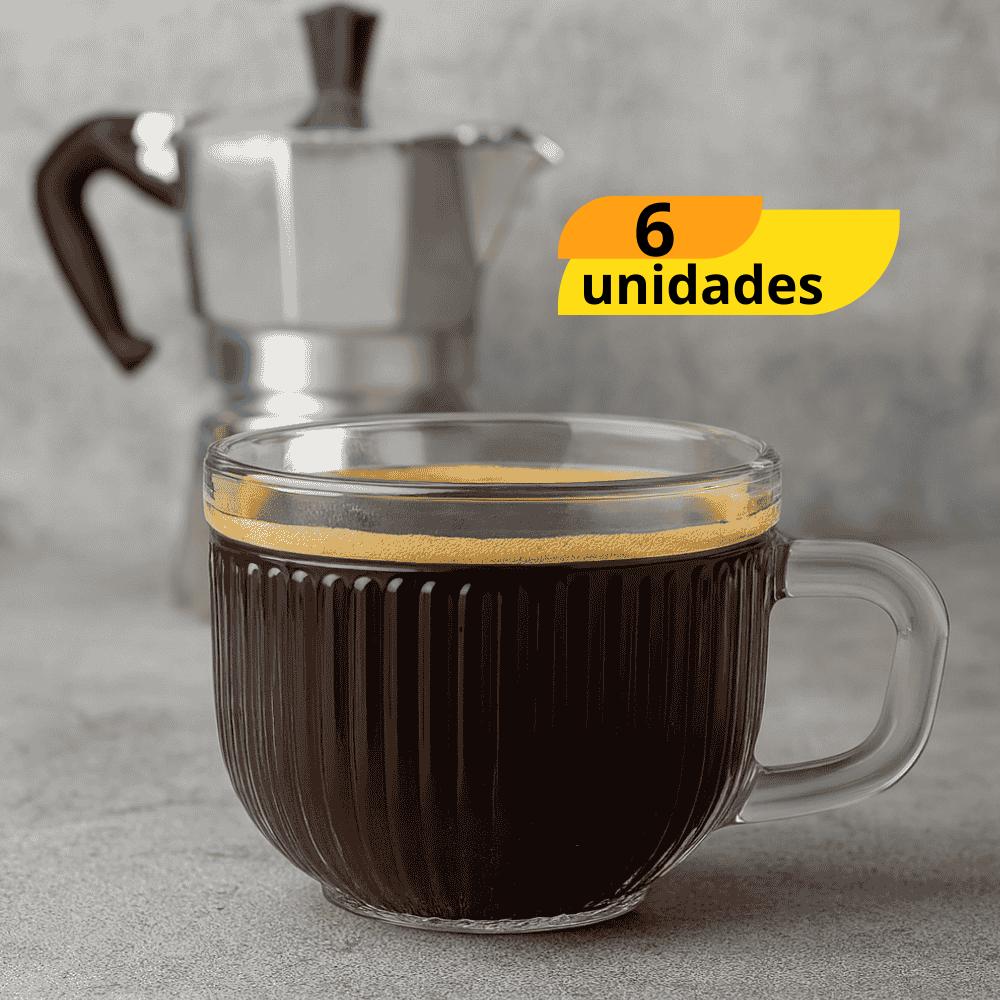 Xícara De Chá De Vidro Riviera 255Ml Krystalmix -  Cx 6 Unidades