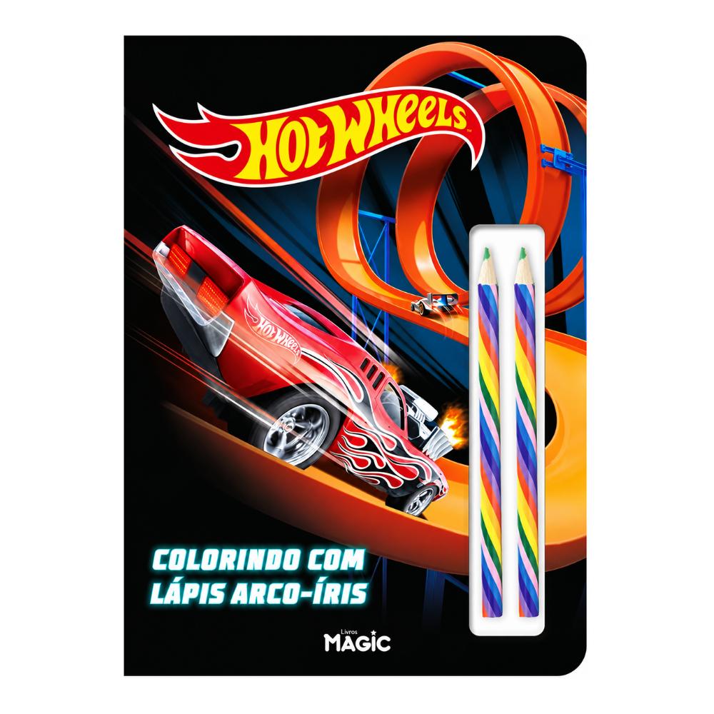 Livro Hot Wheels Colorindo com Arco-Íris Magic Kids
