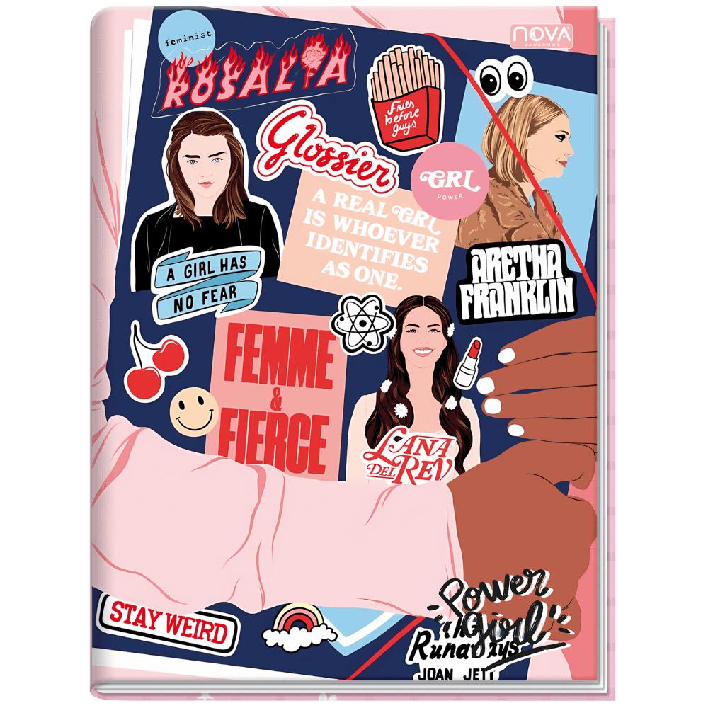 Caderno Universitário Costurado Capa Dura 96 Folhas 1M Power Girls Multi