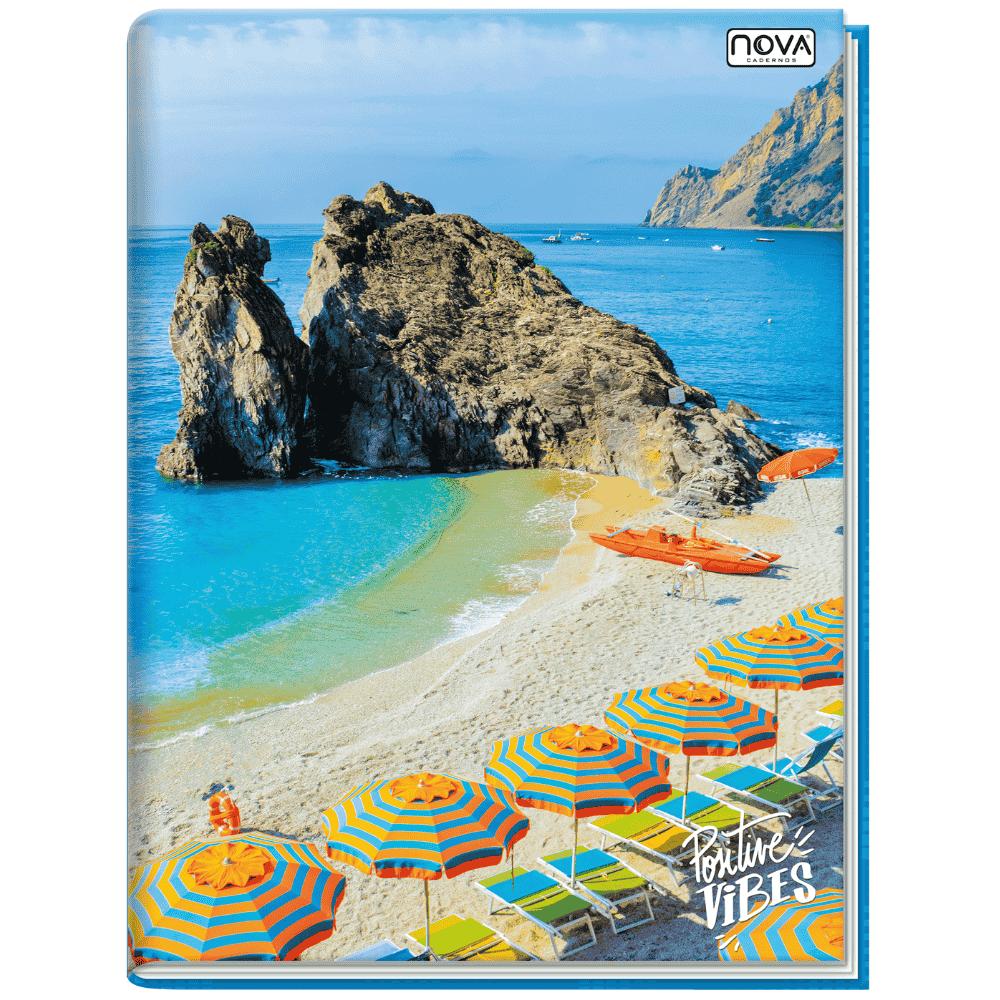 Caderno Universitário Costurado Capa Dura 96 Folhas 1M Positive Vibes Multi