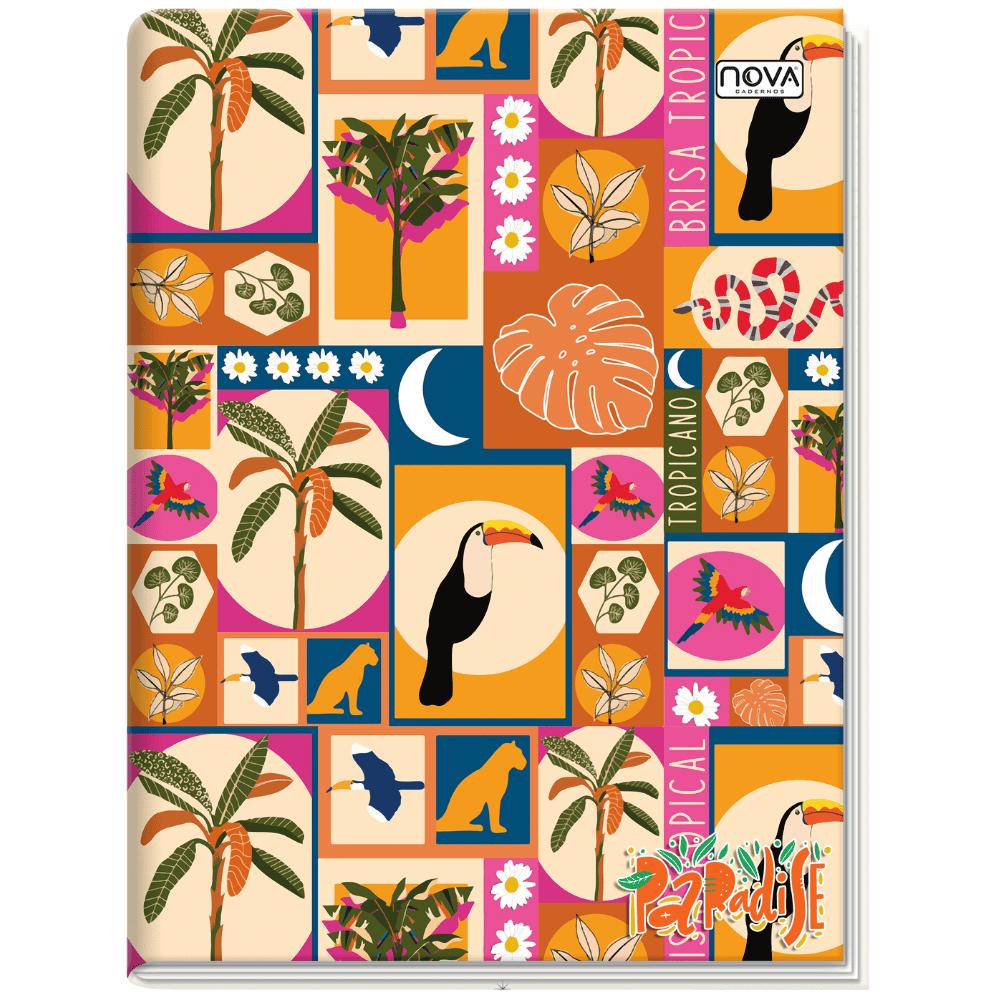 Caderno Universitário Costurado Capa Dura 96 Folhas 1M Paradise Multi
