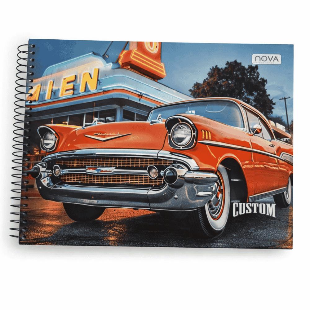 Caderno Universitário Desenho Espiral 96 Folhas Custom Drive Multi