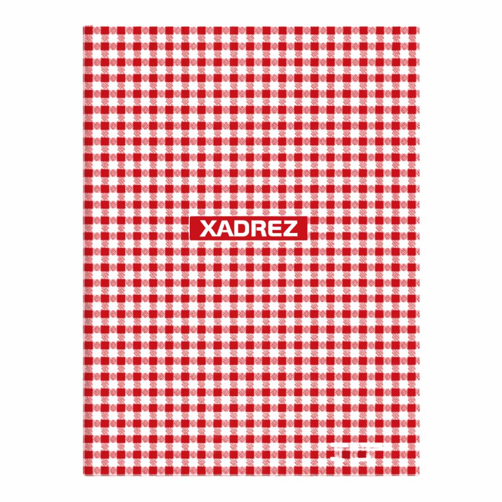 Caderno 1/4 Costurado Capa Dura 96 Folhas Xadrez Vermelho Multi