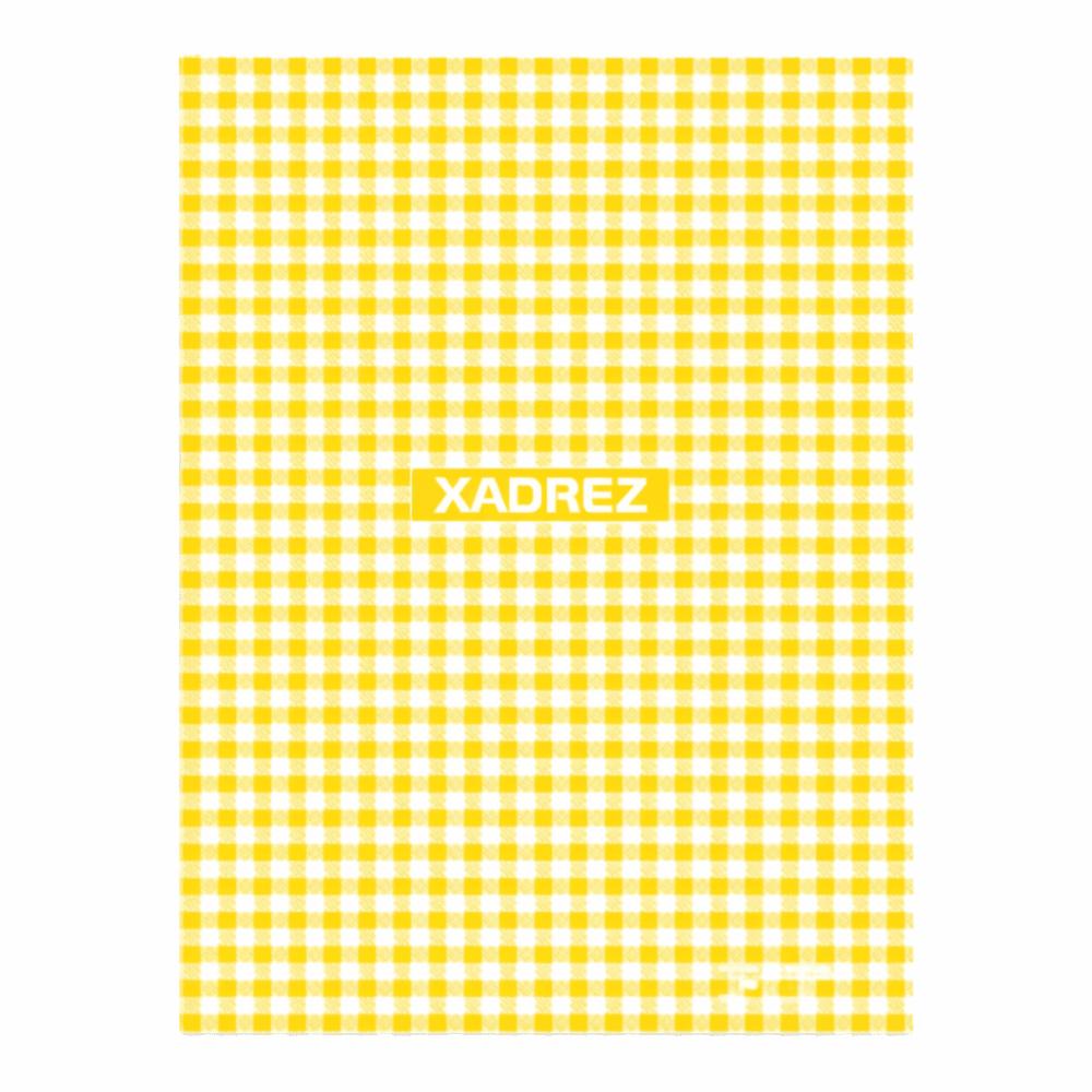Caderno 1/4 Costurado Capa Dura 96 Folhas Xadrez Amarelo Multi
