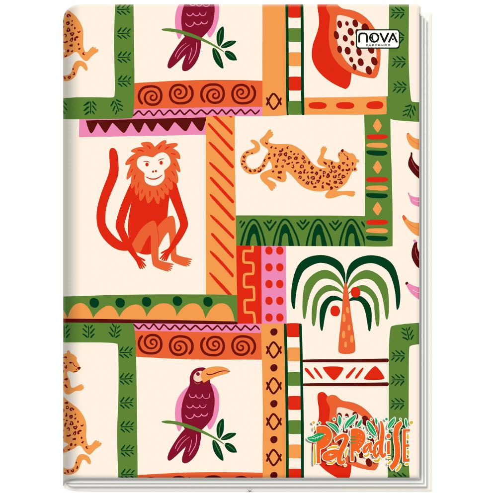 Caderno 1/4 Costurado Capa Dura 96 Folhas Paradise Multi