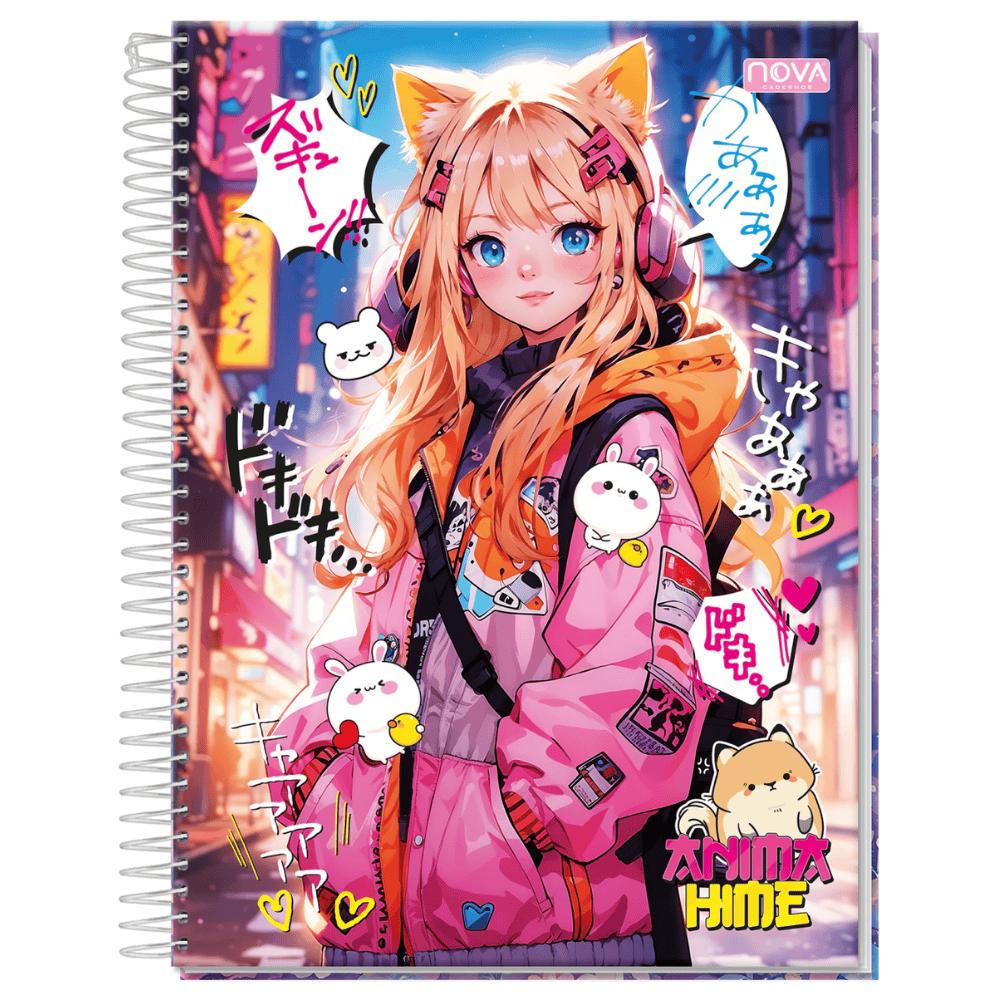 Caderno Universitário Espiral Capa Dura Animahime