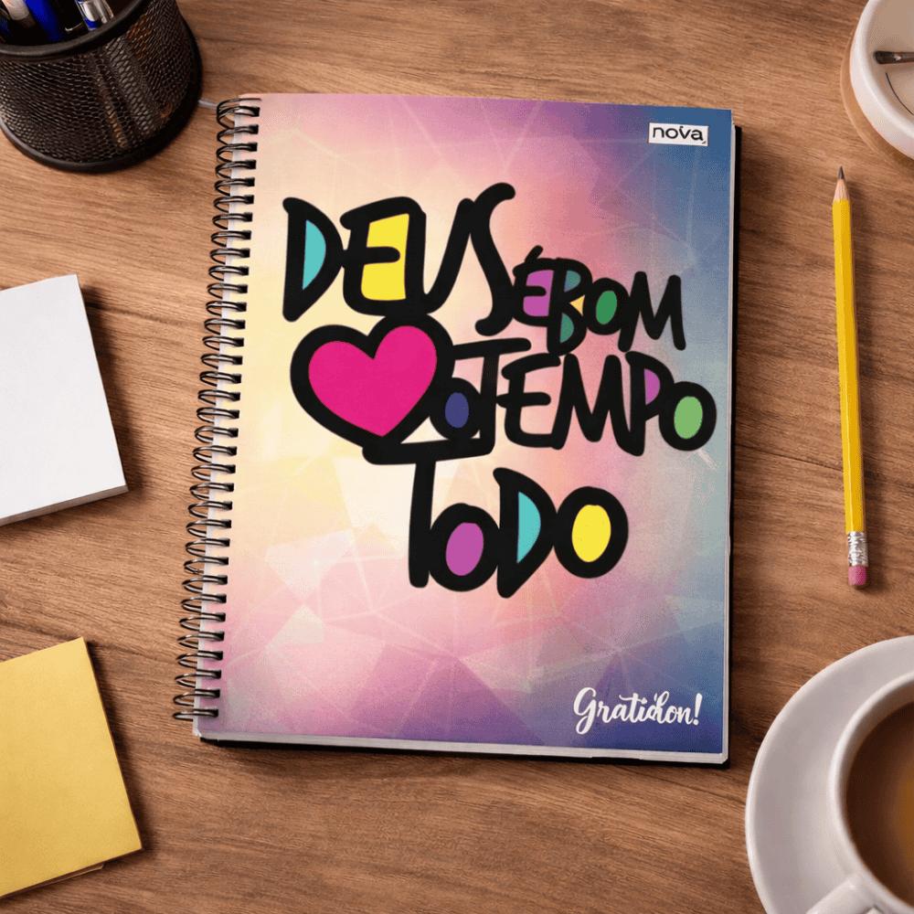 Caderno Universitário Espiral 10 Matérias 160 Folhas Grateful Multi