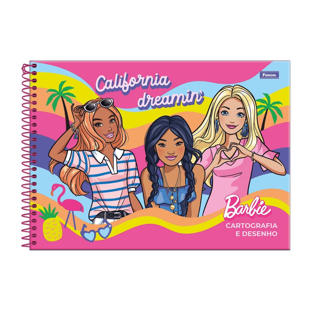 Caderno Cartografia Capa Dura 80 Folhas Barbie Foroni