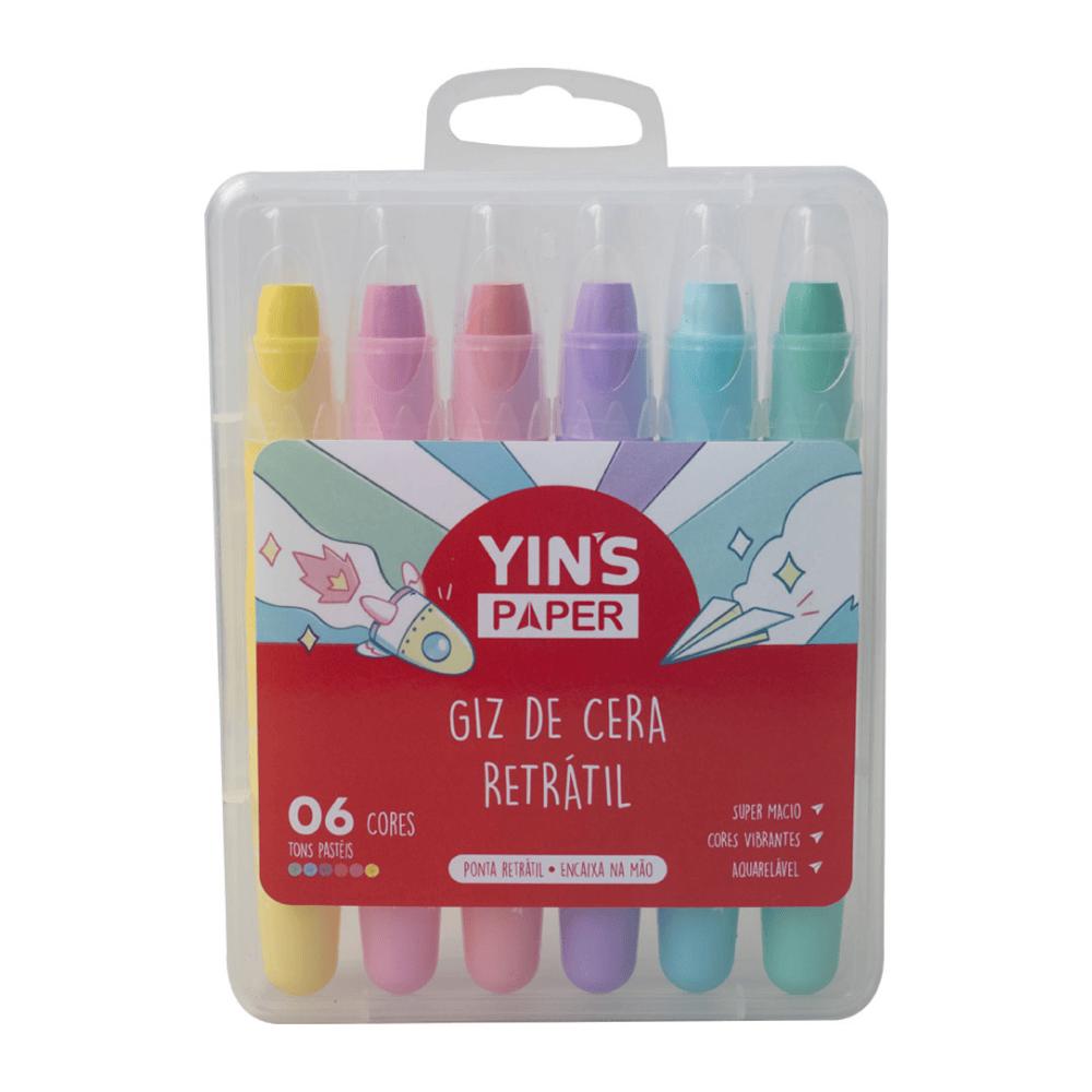 Giz De Cera Retrátil 6 Cores Pastéis Super Macio Yins