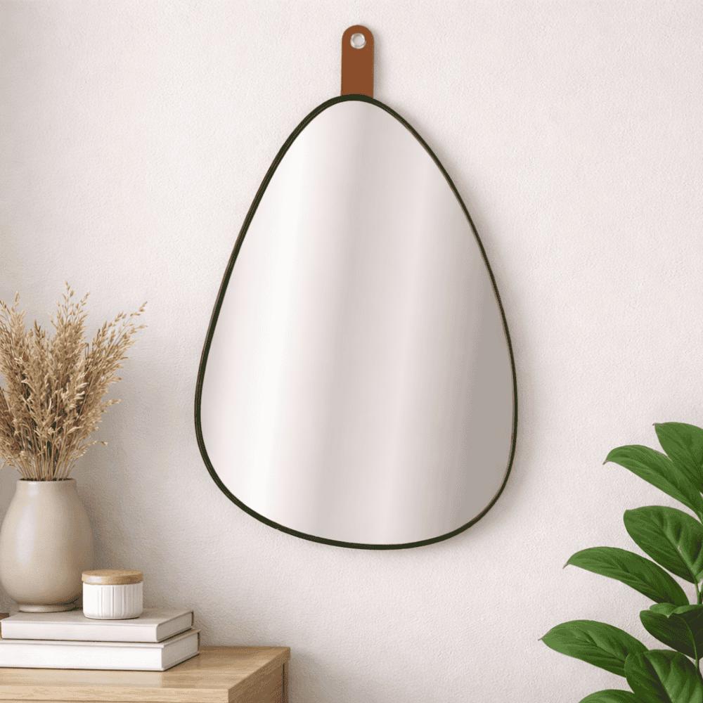 Espelho Decorativo Orgânico com Alça e Moldura Yins