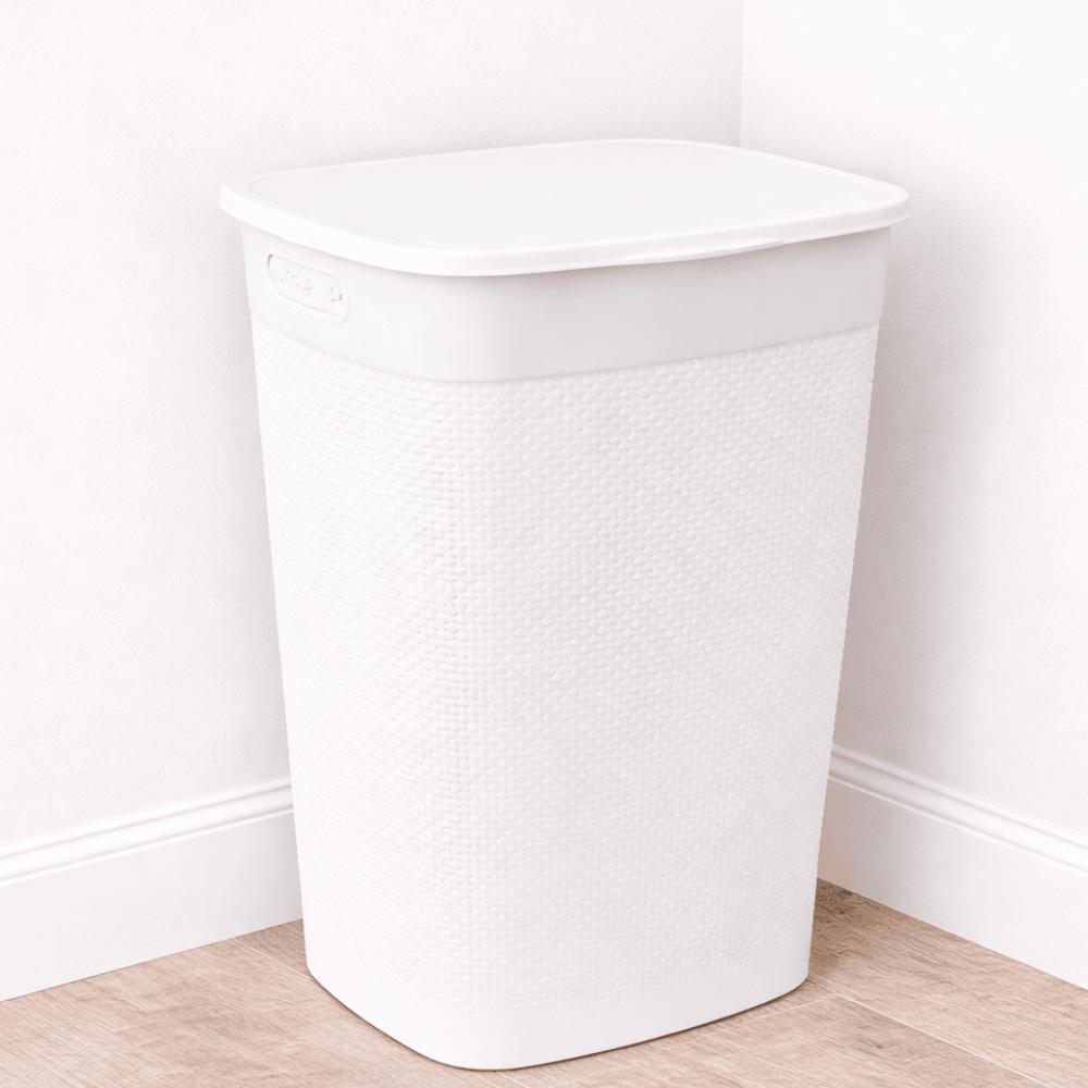 Cesto Naturalle Rattan Com Tampa 40L Branco Rischioto
