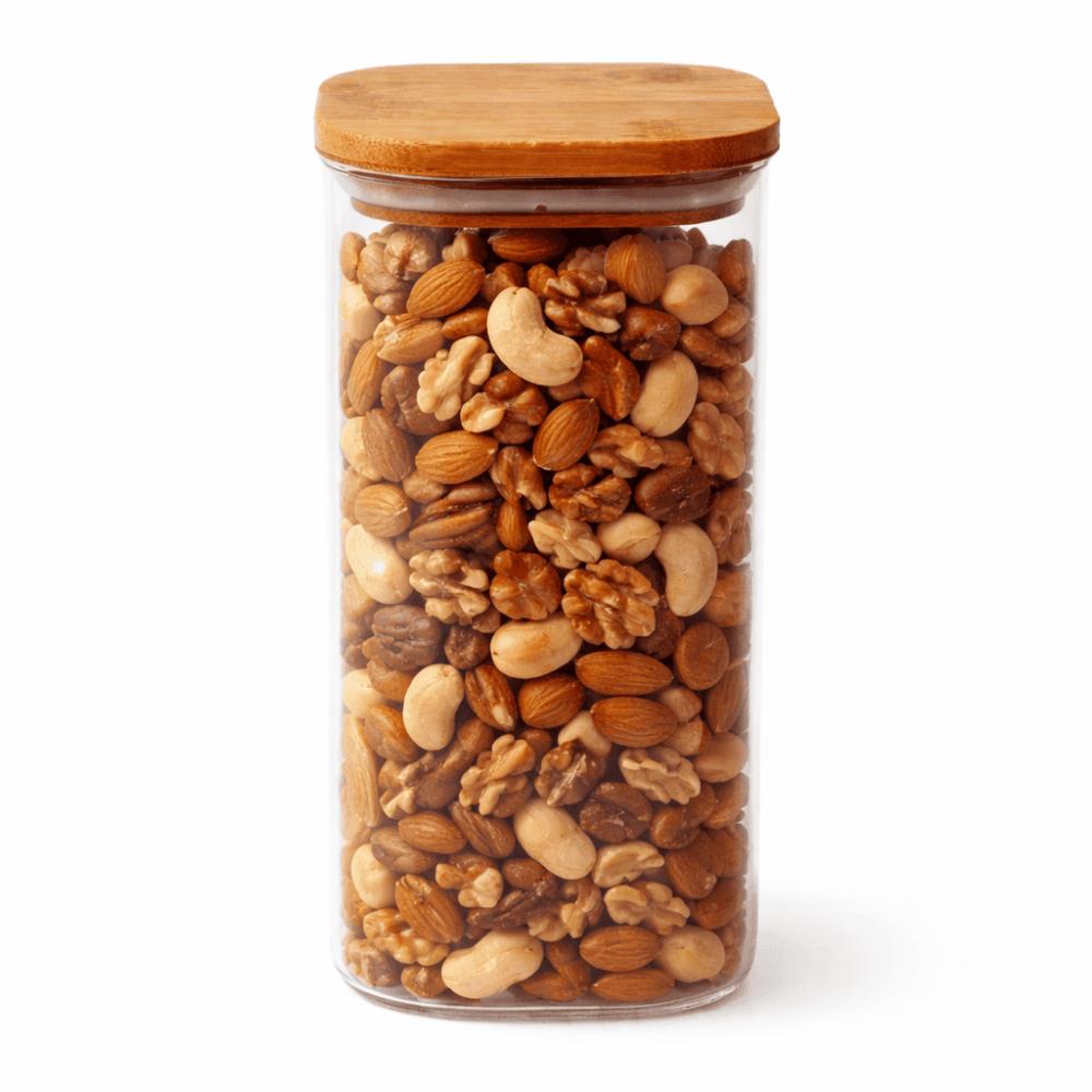 Pote Quadrado Tampa Bambu 1100ml