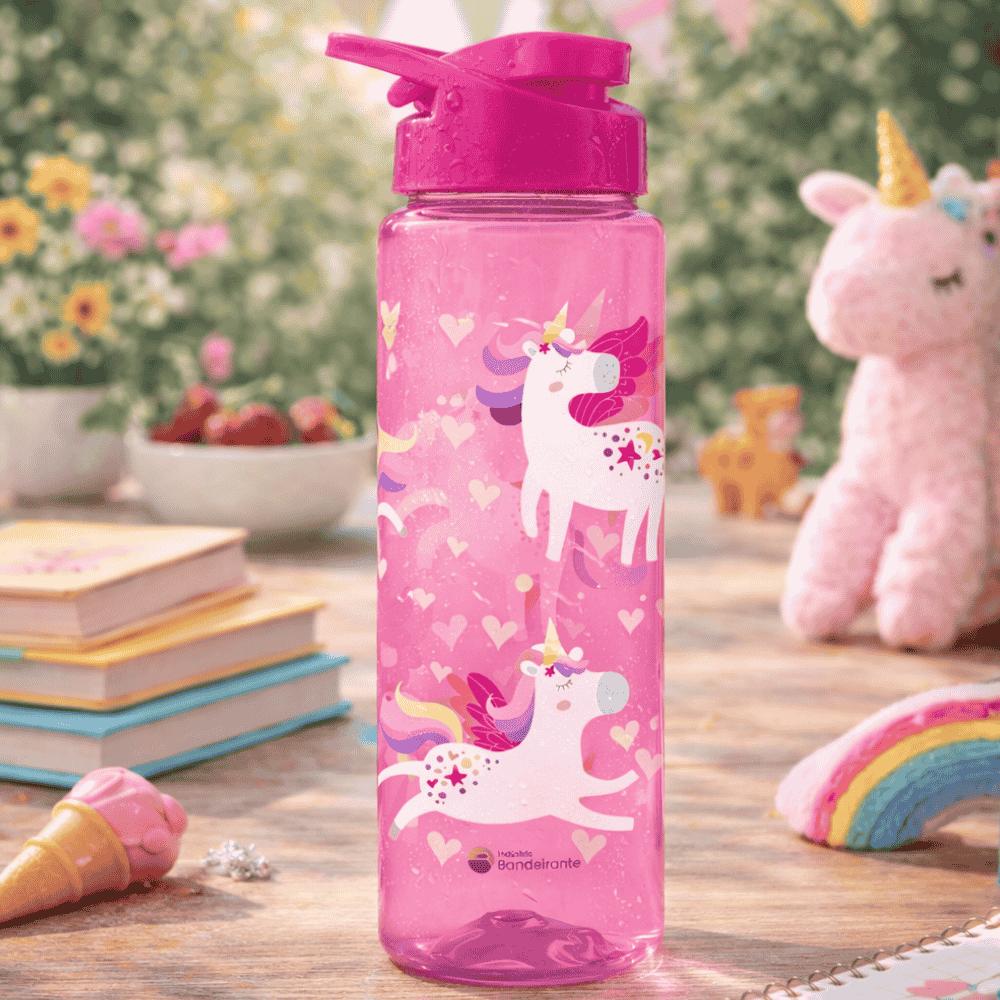 Squeeze Rosa 750ml Unicórnio Bandeirantes