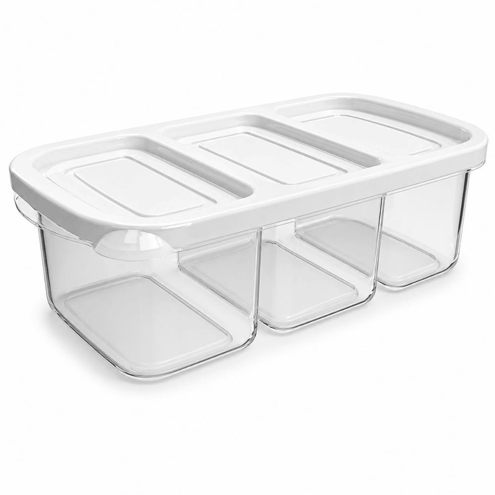 Pote com 3 Divisórias Transparente 1,1L Nitron