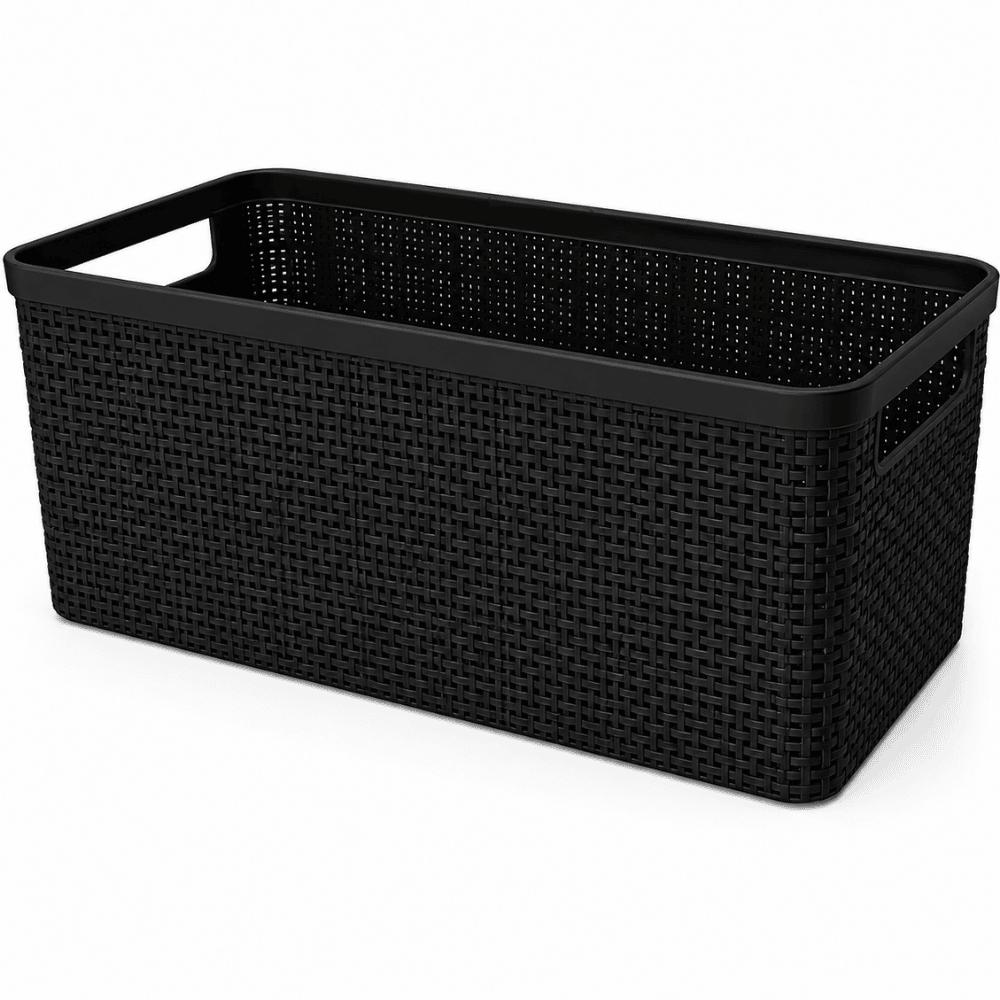 Cesto Juta Alongado 7,4L Preto Grande Nitron