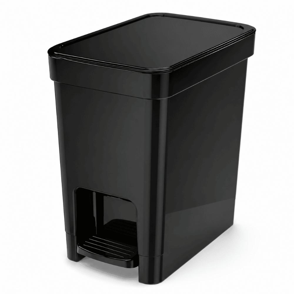 Lixeira Flat com Pedal Preta 7L Nitron