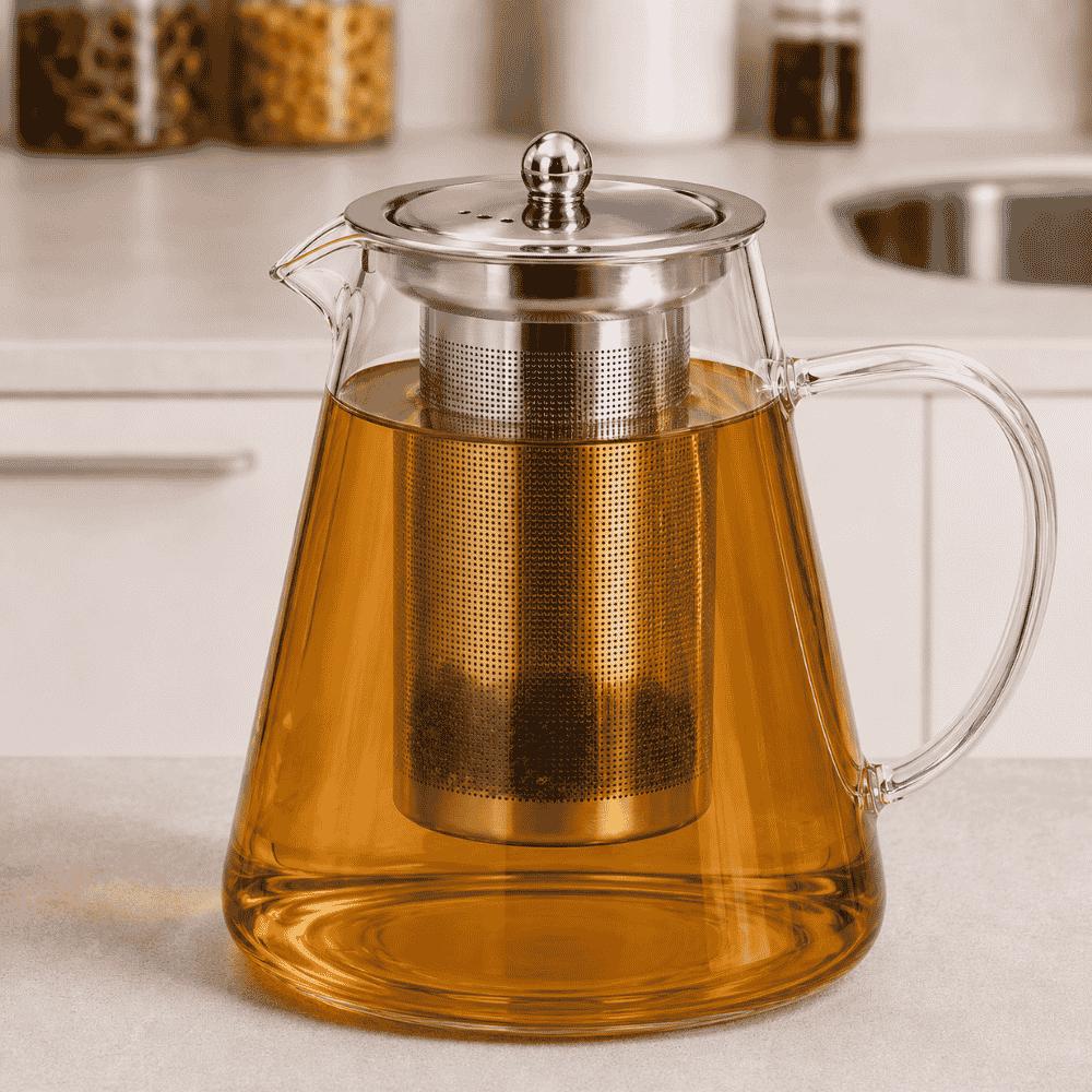 Chaleira Jarra de Vidro C/Infusor 1300ml Amigold