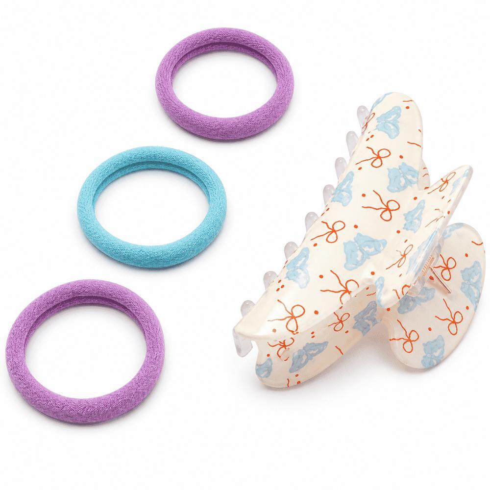 Kit Prendedor de Cabelo 4 Peças Poliéster e Plástico C3B