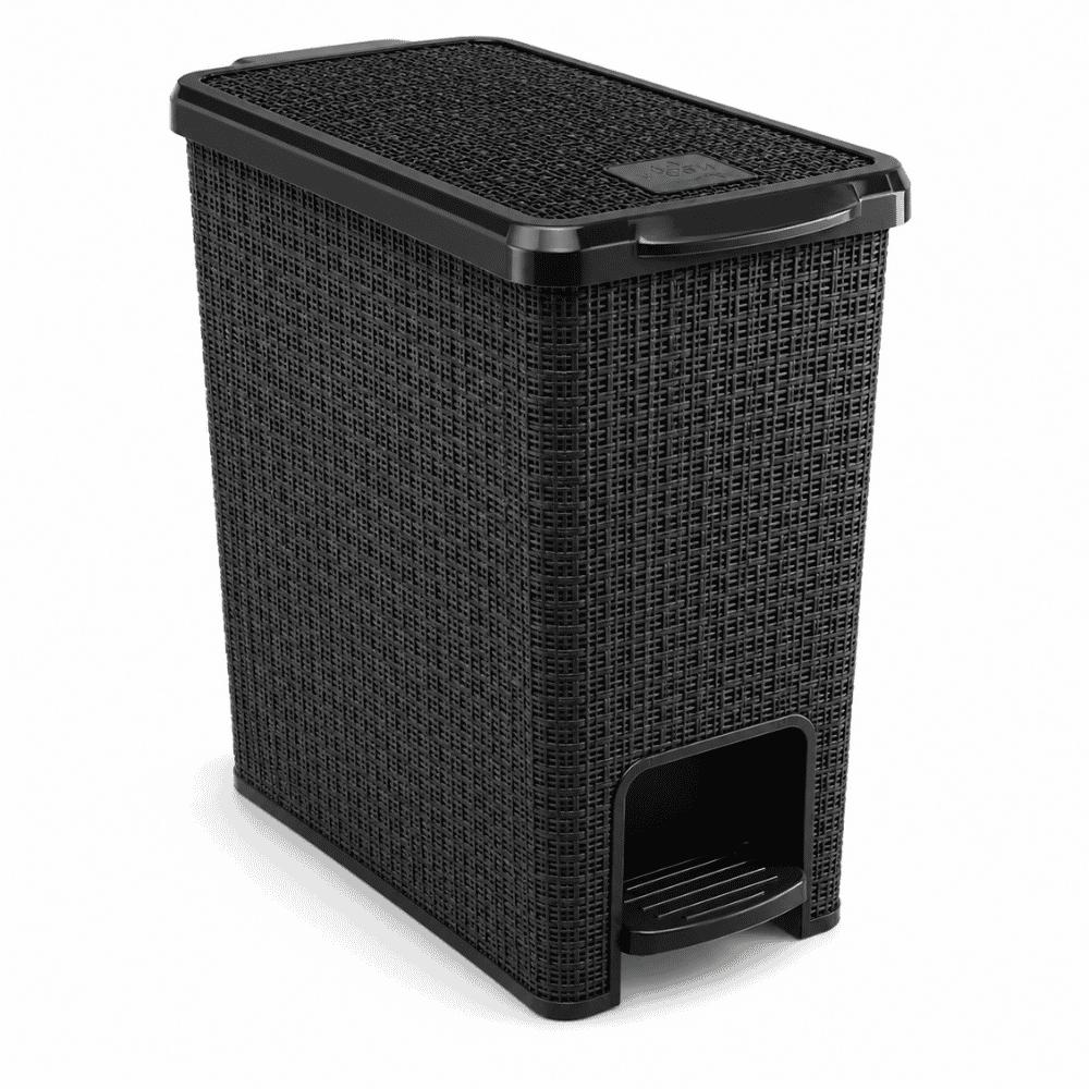 Lixeira Juta com Pedal Preta 12L Nitron