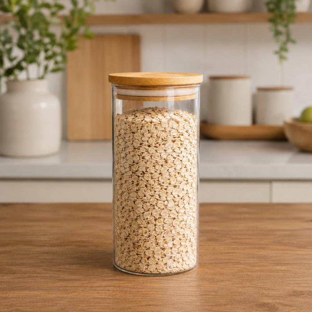 Pote Hermético em Vidro com Tampa de Bambu 400ml Linx