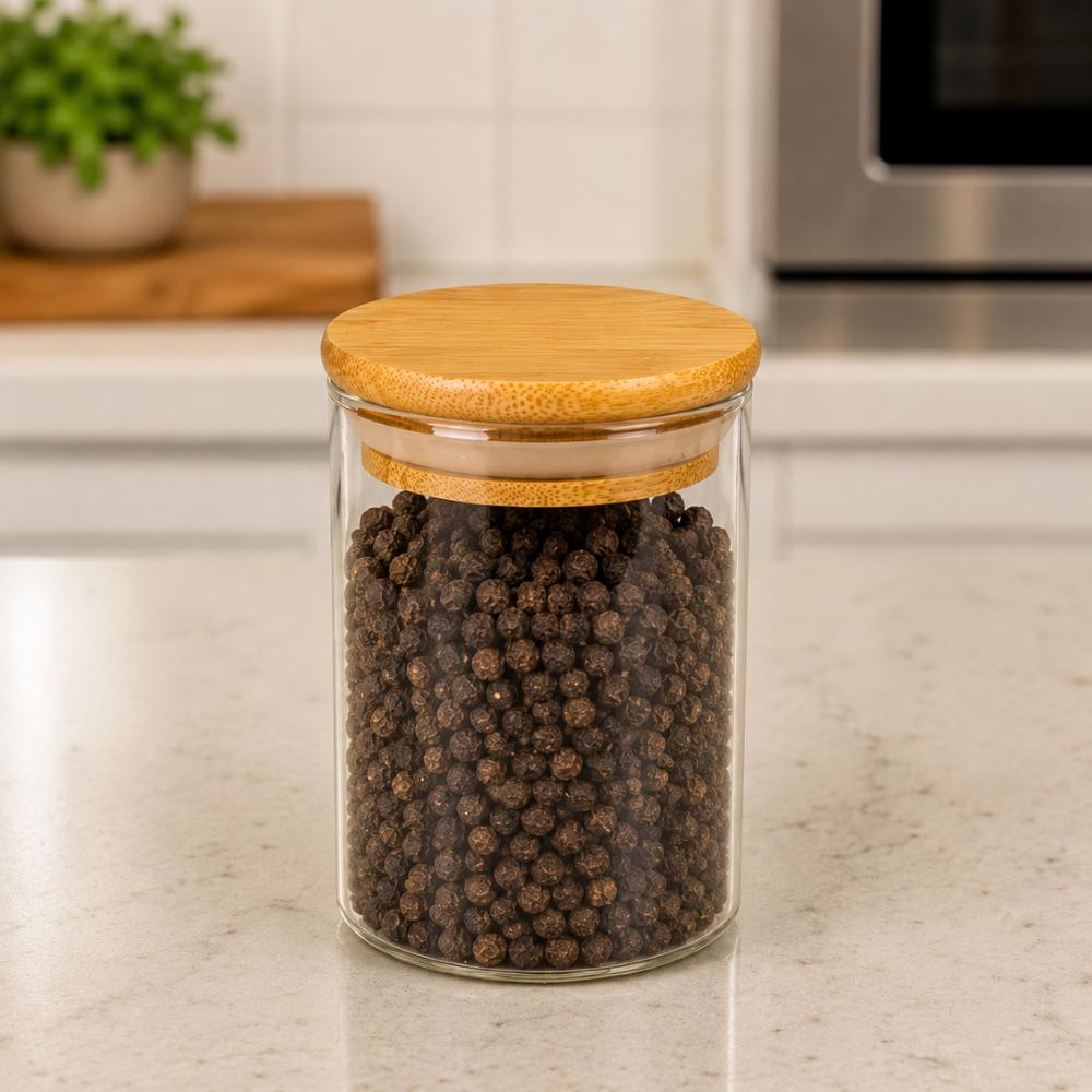Pote Hermético em Vidro com Tampa de Bambu 90ml Linx