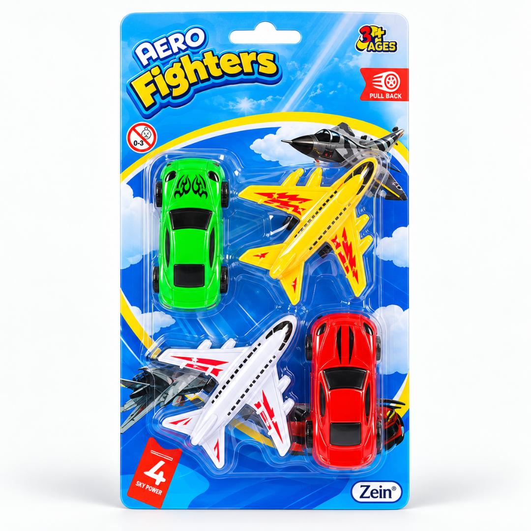 Coleção Veículos 4 Pcs Roda Zein