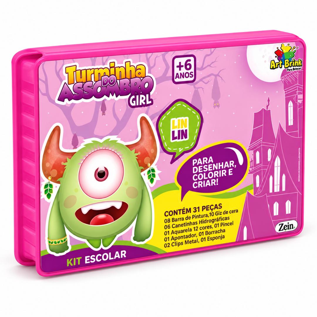 Kit Escolar Maleta com 31 Peças Rosa Zein