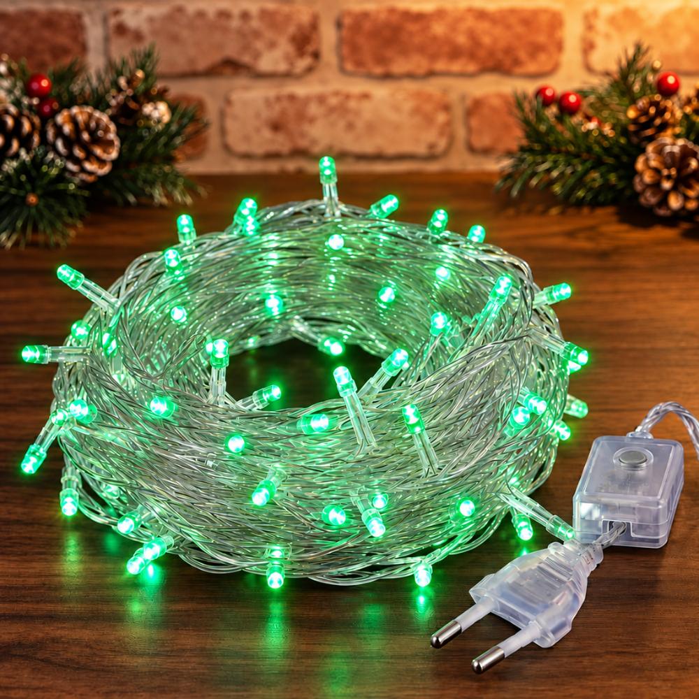 Pisca-Pisca de Natal 100 LEDs Verdes Fio Transparente 8 m 127V Rio Master