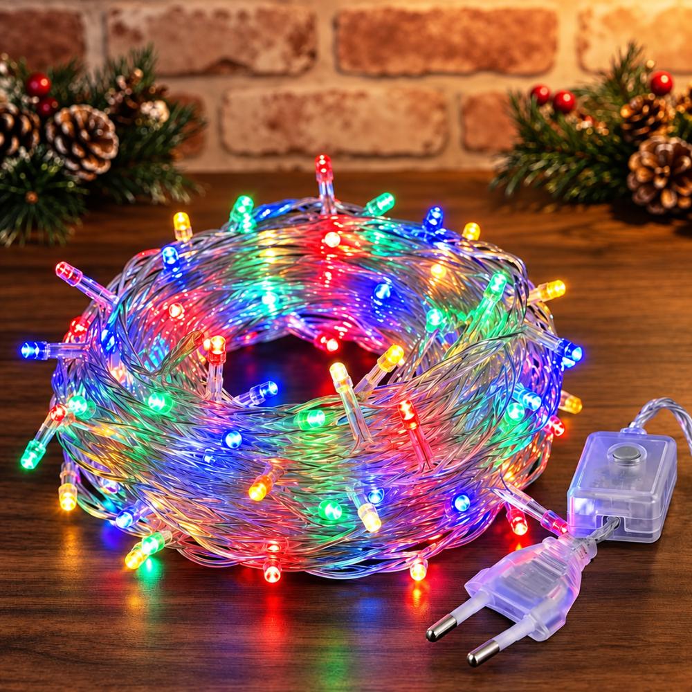 Pisca-Pisca de Natal 100 LEDs Coloridos Fio Transparente 8 m 127V Rio Master