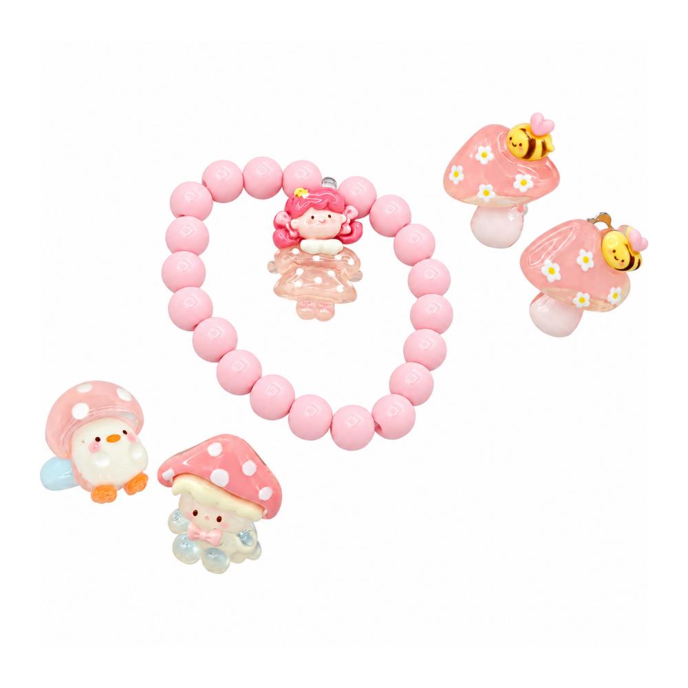 Kit Pulseira, Brinco e Anel Infantil DM Brasil