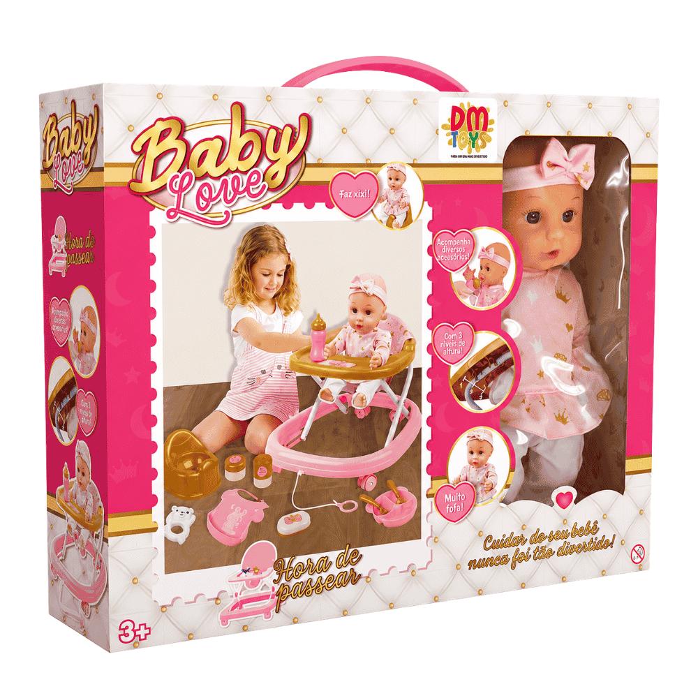 Boneca Baby Love Hora de Passear com Andador DM Brasil