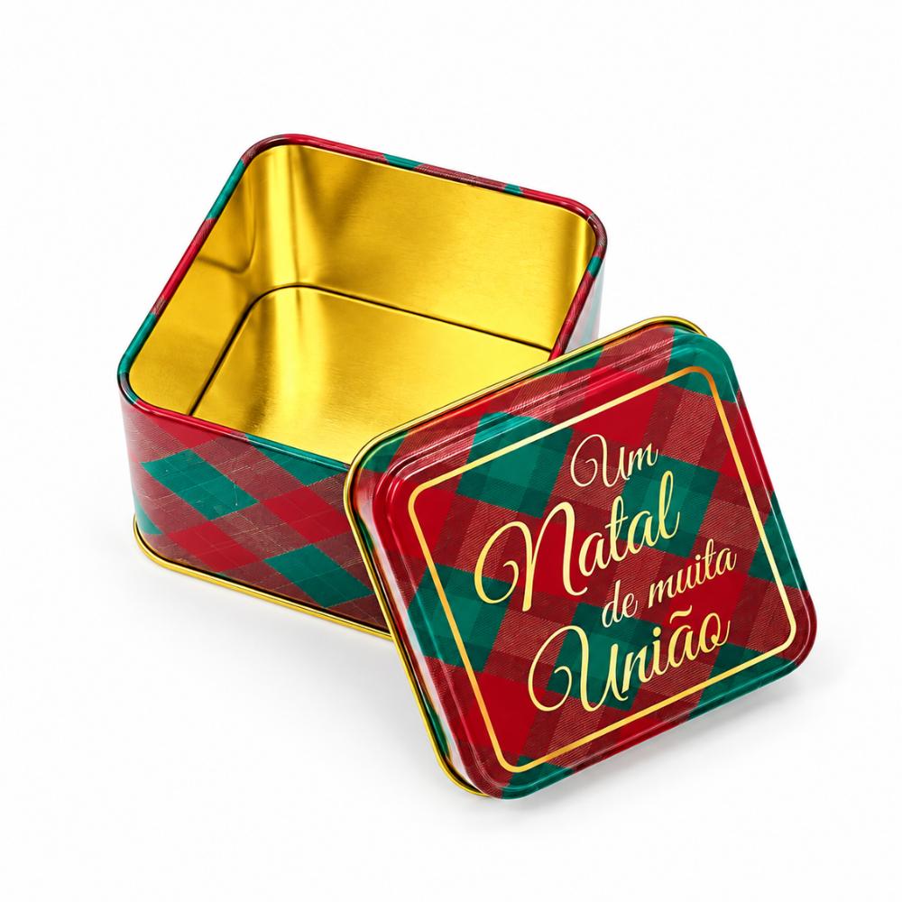 Lata Decorativa de Natal Quadrada 8x8x6,3cm Multiart
