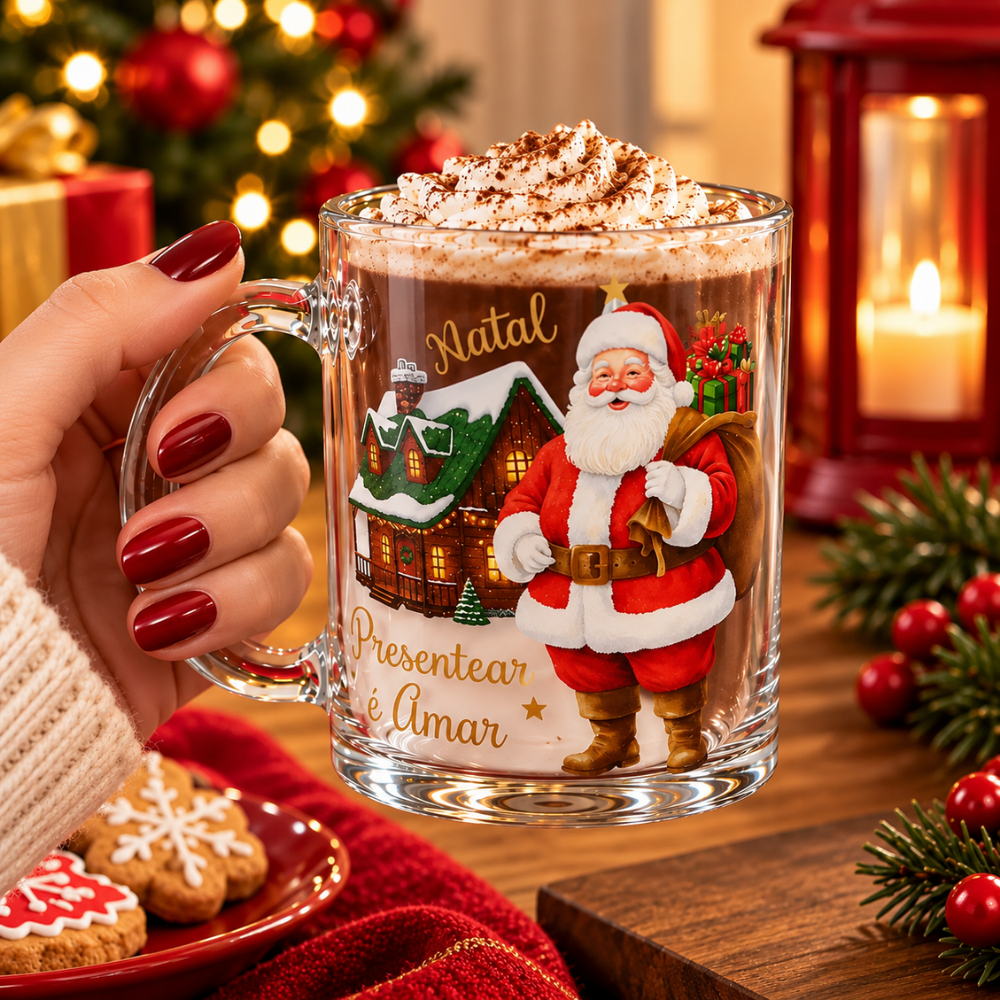 Caneca Decorada de Natal Papai Noel 330ml Multiart
