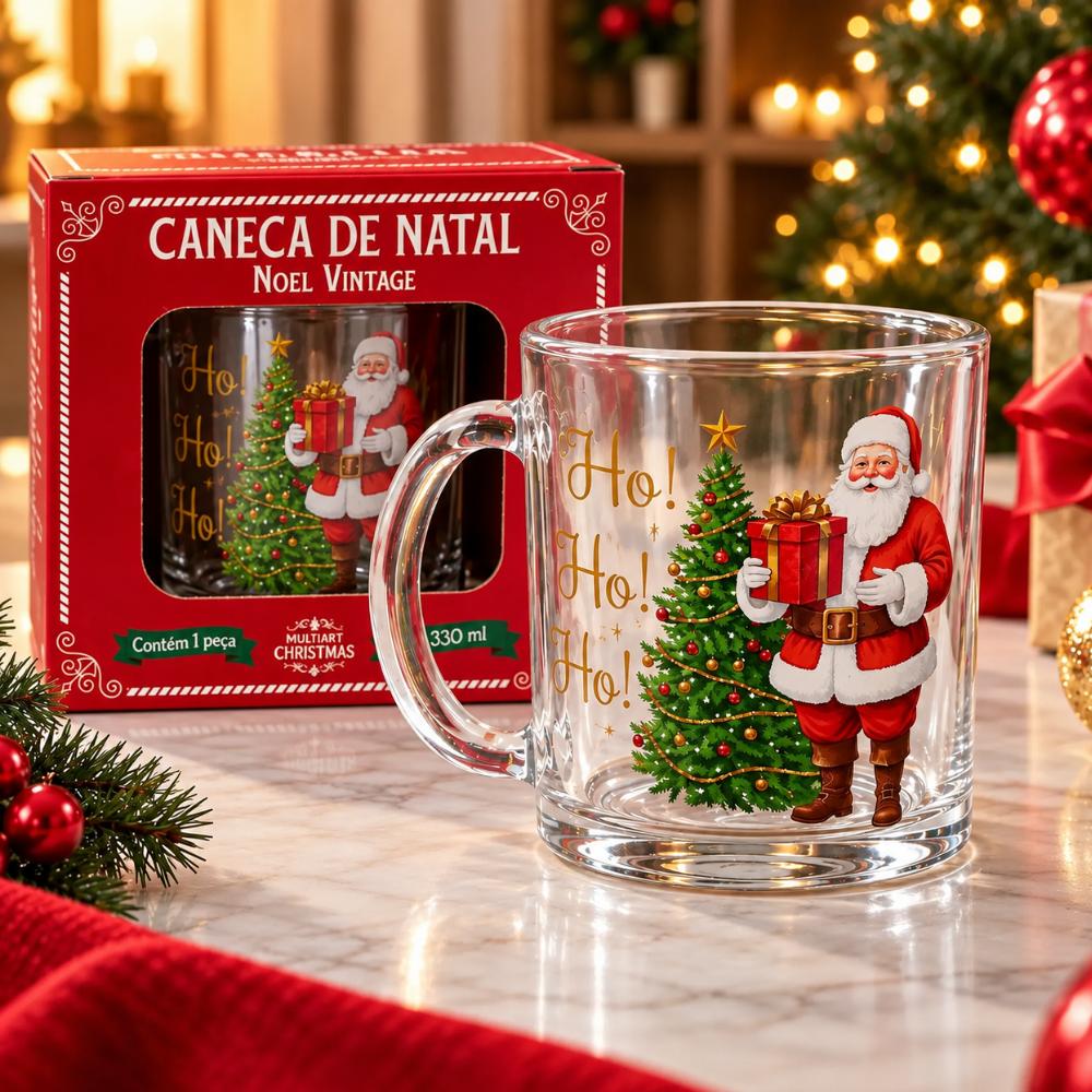 Caneca Decorada de Natal Papai Noel 330ml Multiart