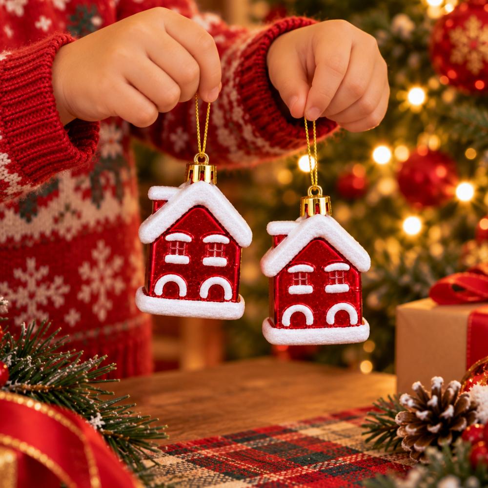 Casinhas Decorativas de Natal 5x6cm 2 Peças Multiart