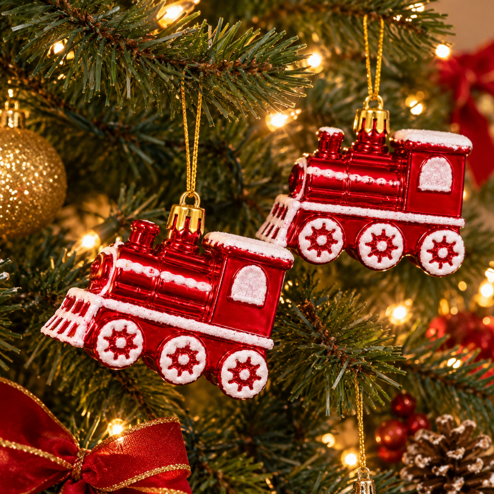 Trem Decorativo de Natal 5,5x6cm 2 Peças Multiart