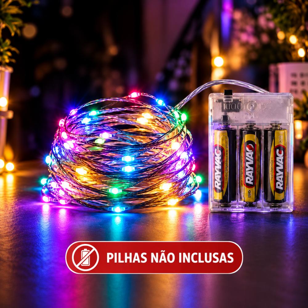 Fio de Fada Luminoso Colorido 5 Metros 50 LEDs Multiart