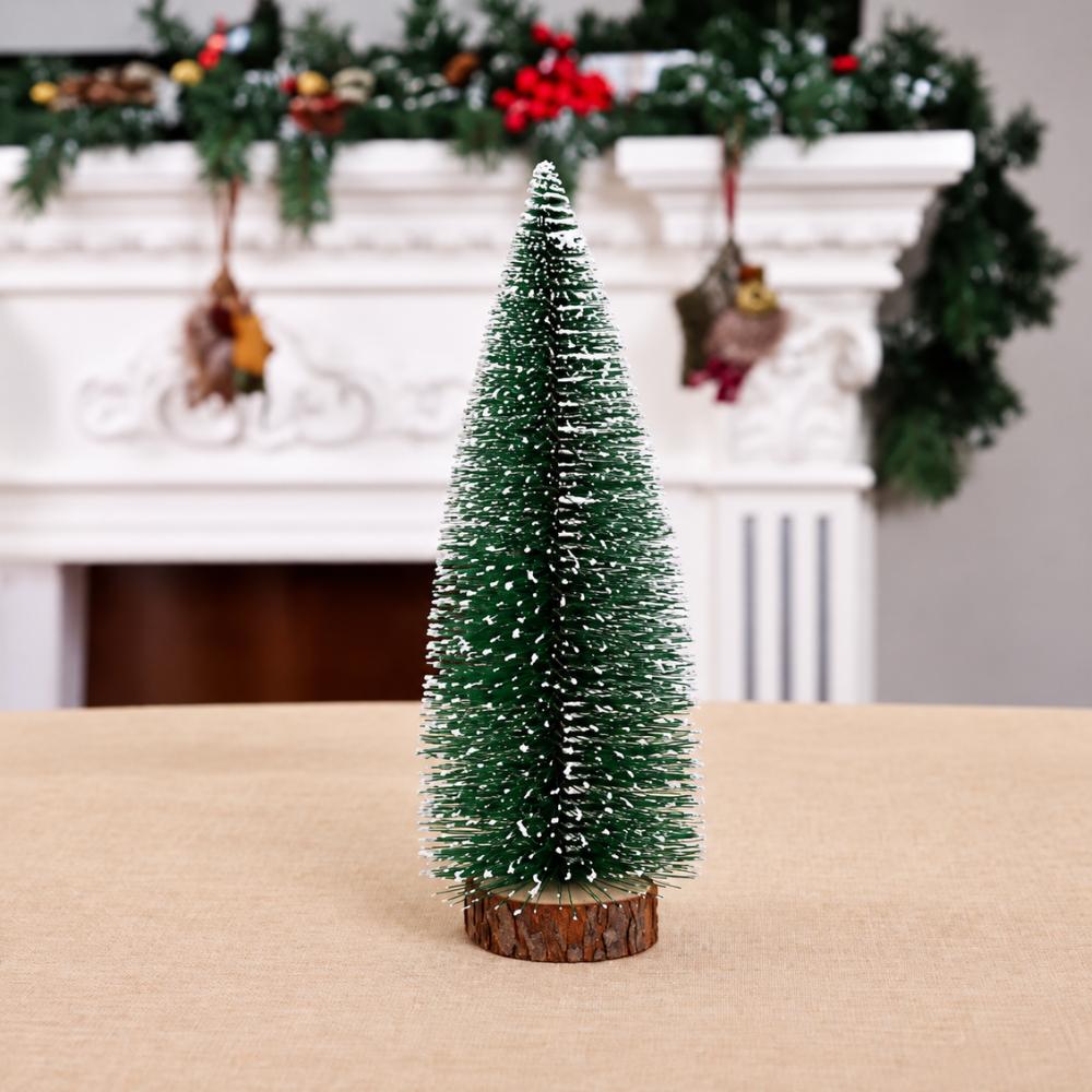 Mini Árvore de Natal Verde Nevada 30cm com Base de Madeira Multiart