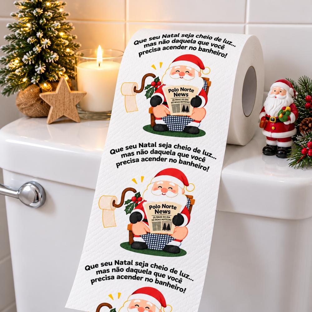 Papel Higiênico Decorado de Natal 20 Metros Multiart