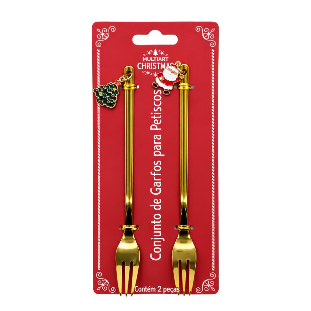 Conjunto com 2 Garfos para Petiscos Inox Multiart