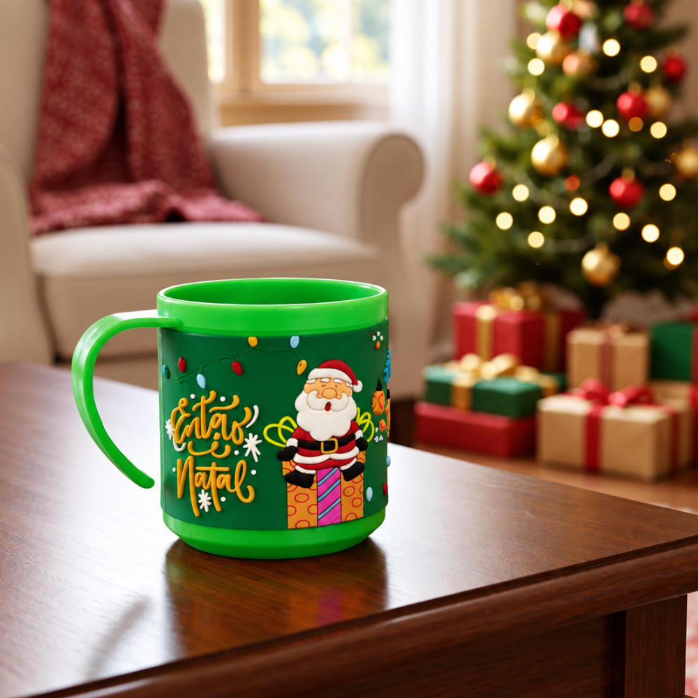 Caneca Plástica Infantil Temática de Natal 200ml Rio Master