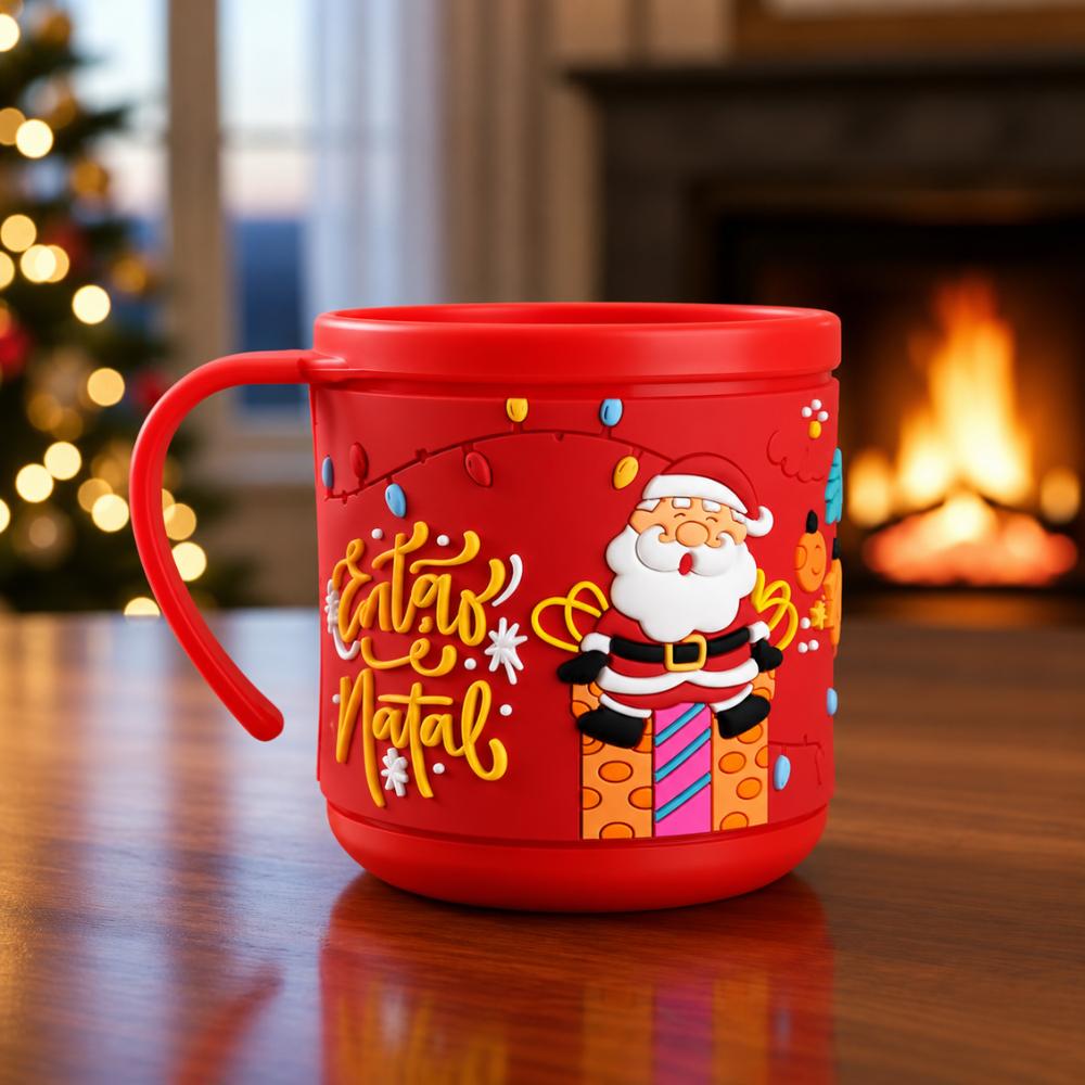 Caneca Plástica Infantil Temática de Natal 200ml Rio Master